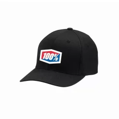 100% Official Black Flexfit Hat -Motorcycle clothing 20037 001 jpg