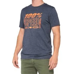 100% Trademark T-Shirt - Navy Heather -Motorcycle clothing 32134 015 01 2