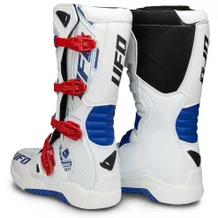 UFO Elektron White Blue Red Motocross Boots -Motorcycle clothing bo005w pair back 3 jpg