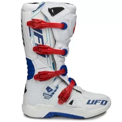 UFO Elektron White Blue Red Motocross Boots -Motorcycle clothing bo005w right outer 3 jpg