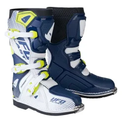 UFO Kids Typhoon Blue White Yellow Motocross Boots -Motorcycle clothing bo008cw 01 jpg