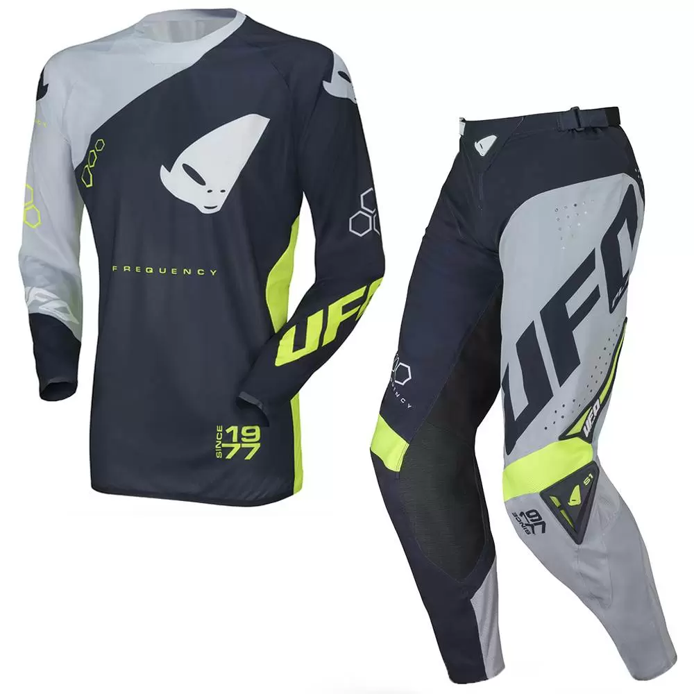 UFO Frequency Slim Blue Grey Neon Yellow Motocross Kit Combo 3 UFO Frequency Slim Blue Grey Neon Yellow Motocross Kit Combo