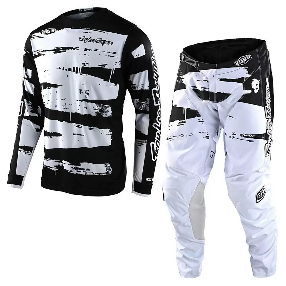 Troy Lee Designs GP Brushed Black White Motocross Kit Combo 3 Troy Lee Designs GP Brushed Black White Motocross Kit Combo