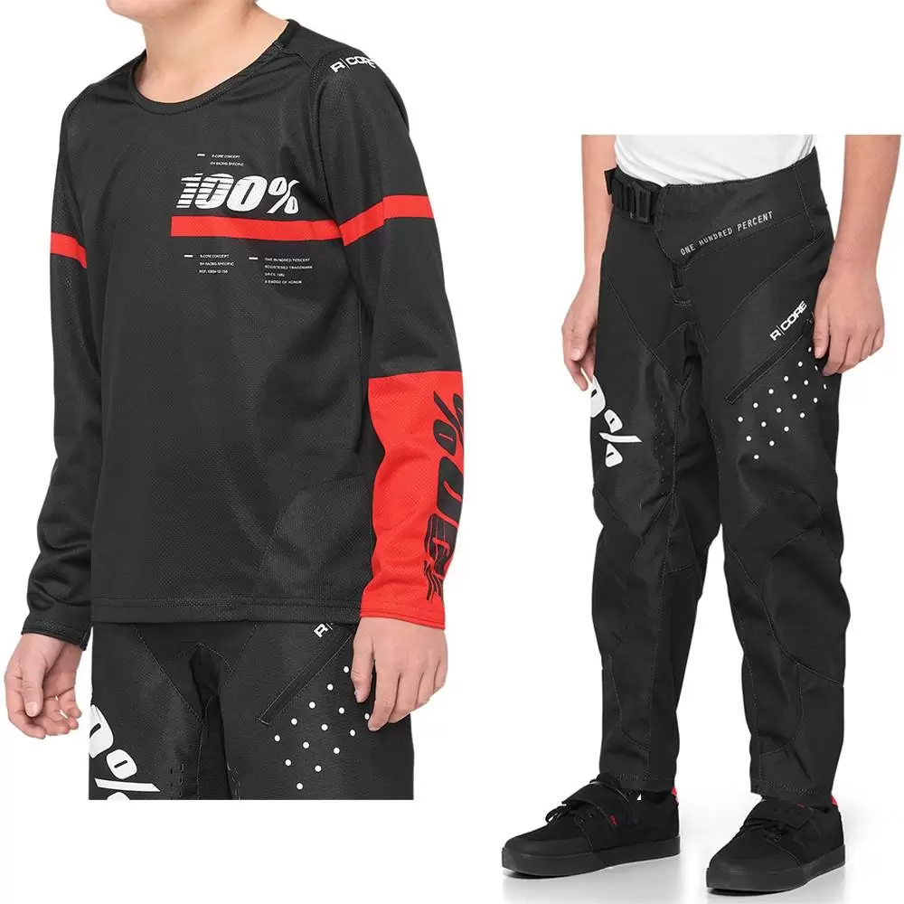 100% Kids R-Core Motocross Kit Combo - Black Red 3 100% Kids R-Core Motocross Kit Combo - Black Red