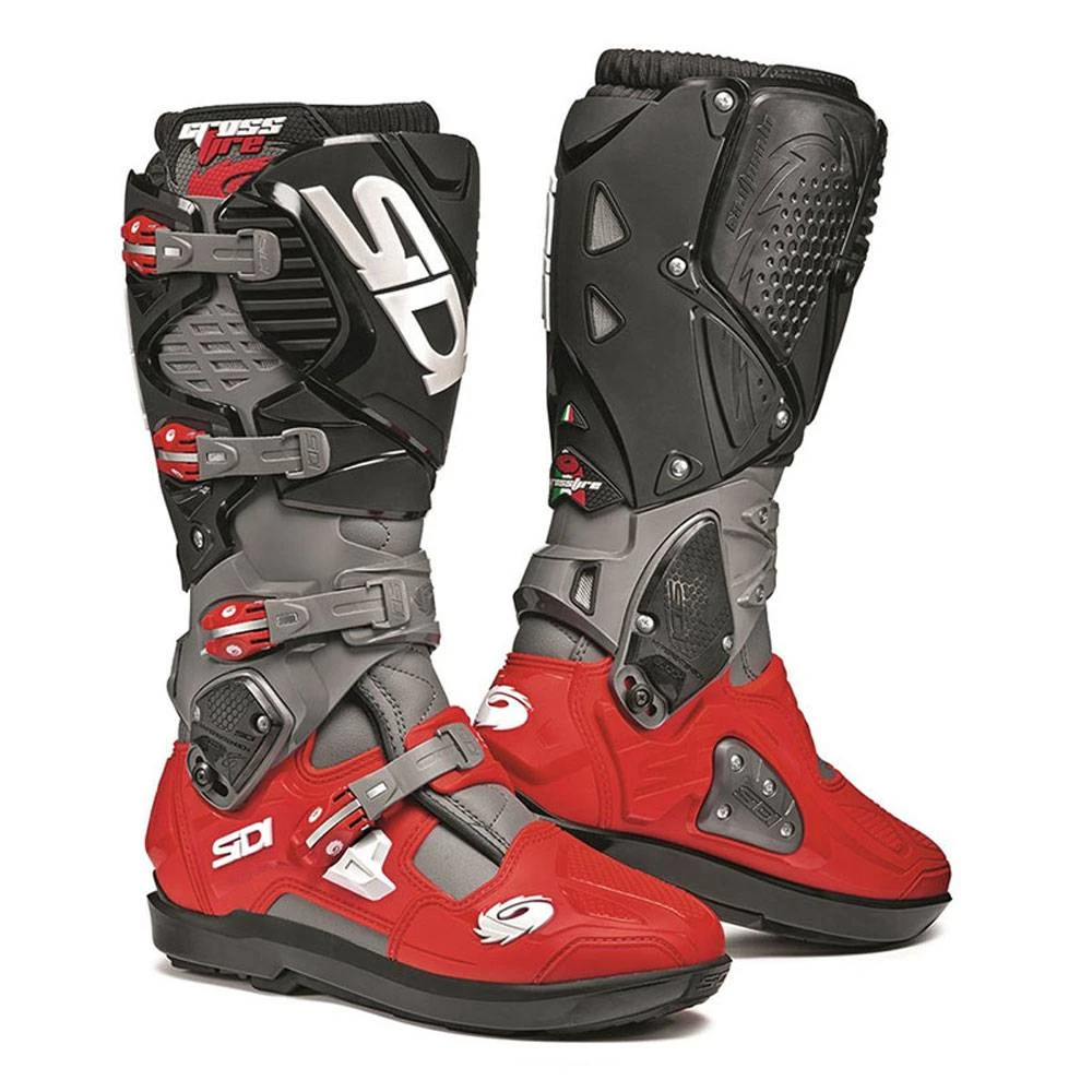 Sidi Crossfire 3 SRS Off-Road MX Boots - Grey Red Black 3 Sidi Crossfire 3 SRS Off-Road MX Boots - Grey Red Black