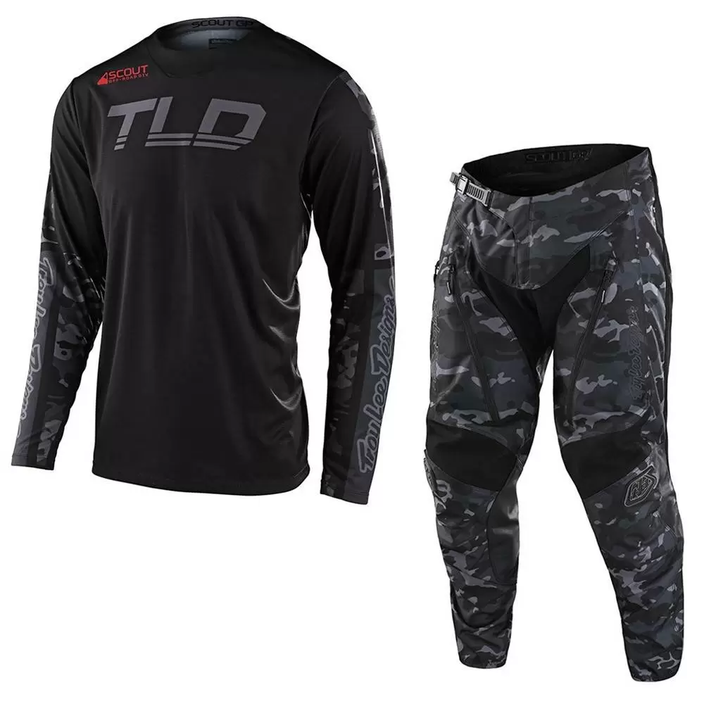 Troy Lee Designs Scout GP Recon Motocross Kit Combo - Camo Black Grey 3 Troy Lee Designs Scout GP Recon Motocross Kit Combo - Camo Black Grey