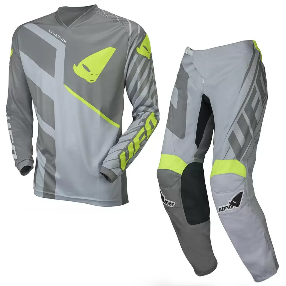 UFO Vanadium Grey Neon Yellow Motocross Kit Combo 3 UFO Vanadium Grey Neon Yellow Motocross Kit Combo